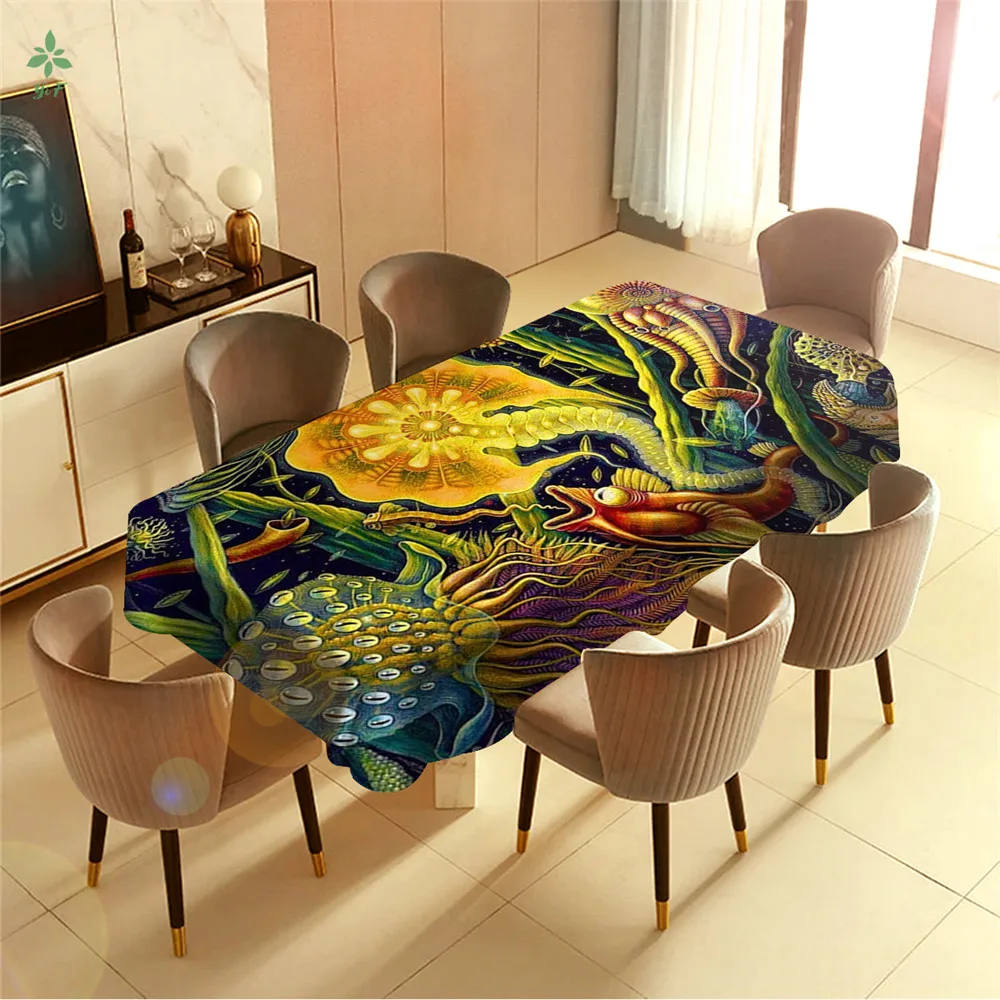 

Blue Psychedelic Marine Animals Barbecue Picnic Home Party Table Cloth