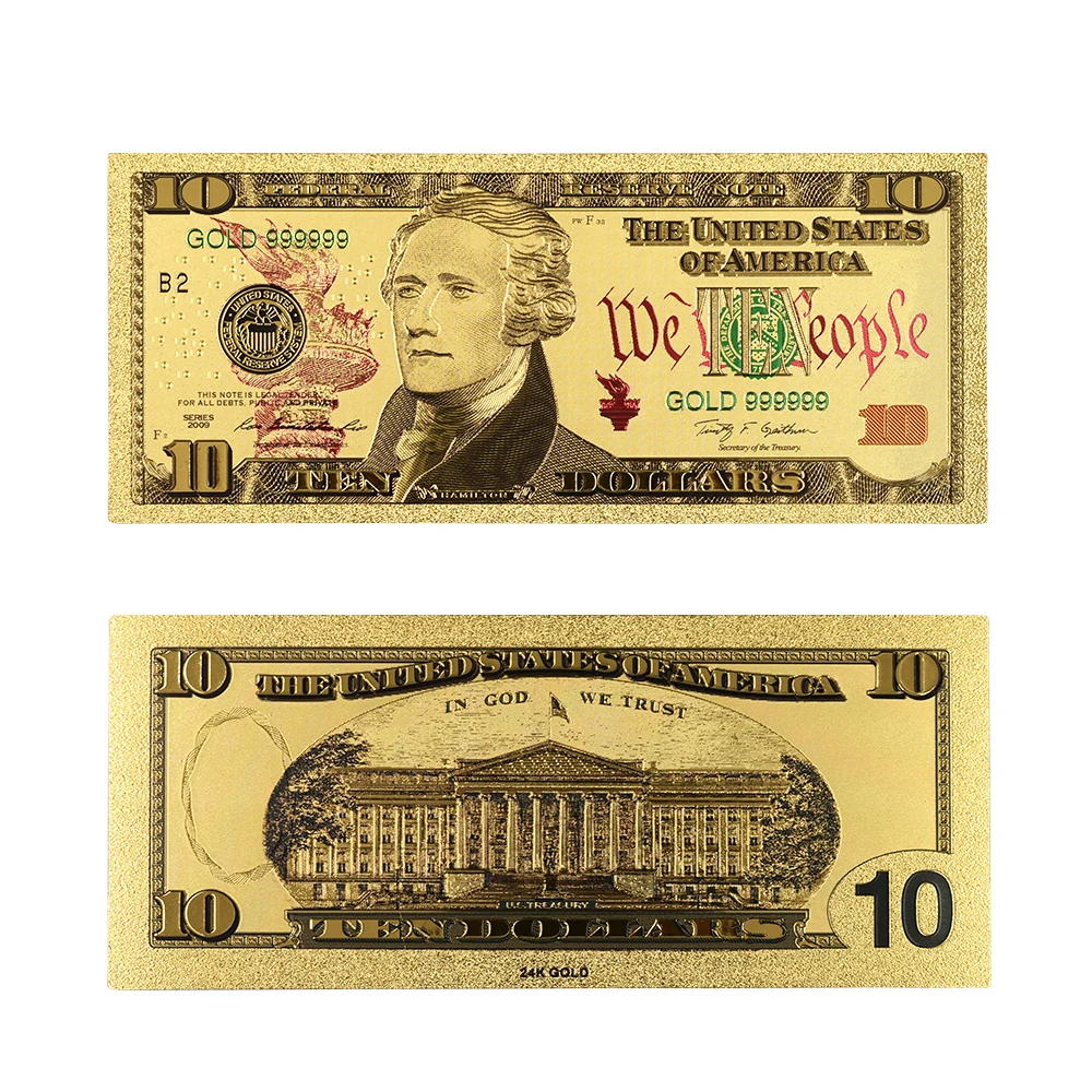 Горячая продажа Лучшая цена для цветных американских золотых банкнот 10 долларов