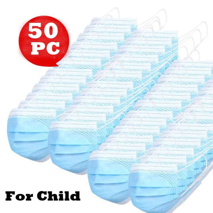 

50 шт., одноразовые маски для лица, 3 слоя