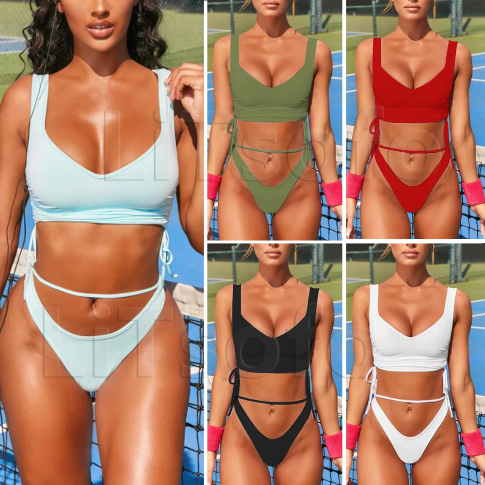 Комплект бикини LiTsofo Женский купальный костюм с чашками пуш ап и высокой талией