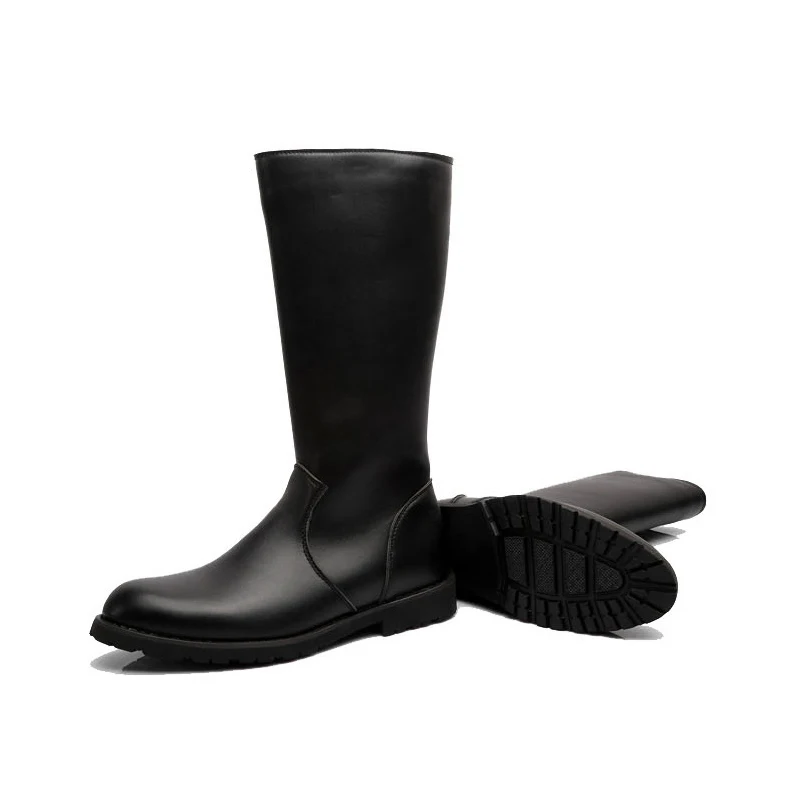 Ботинки Aleafalling мужские на низком каблуке классические кожаные сапоги молнии