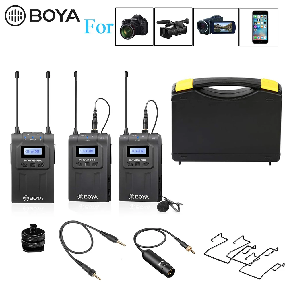 BOYA WM4 Pro K2 K1 BY-WM6 BY-WM5 BY-WM8 UHF Беспроводной микрофон Системы всенаправленный петличный микрофон для ENG DV DSLR