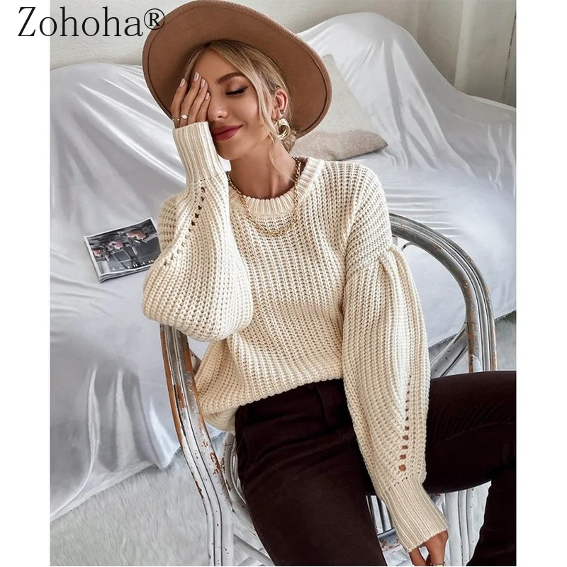 

Zohoha 2021 Autumn Winter Stylish Loose Pullover NEW Basic Warm Argyle Sweater for Women Soft Kniited O Neck Sweater Women Pull
