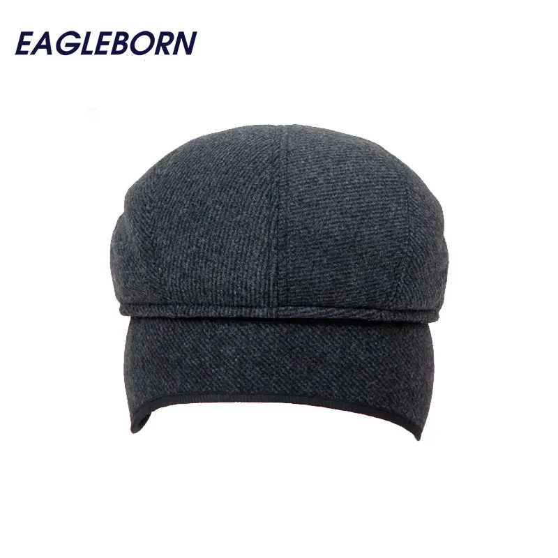 2021 Brand New Winter Beret Hat Thicken Cap Ear Cap snapback Woolen Solid Stripe Foldable Hats casquette Gorras Planas Flat Caps
