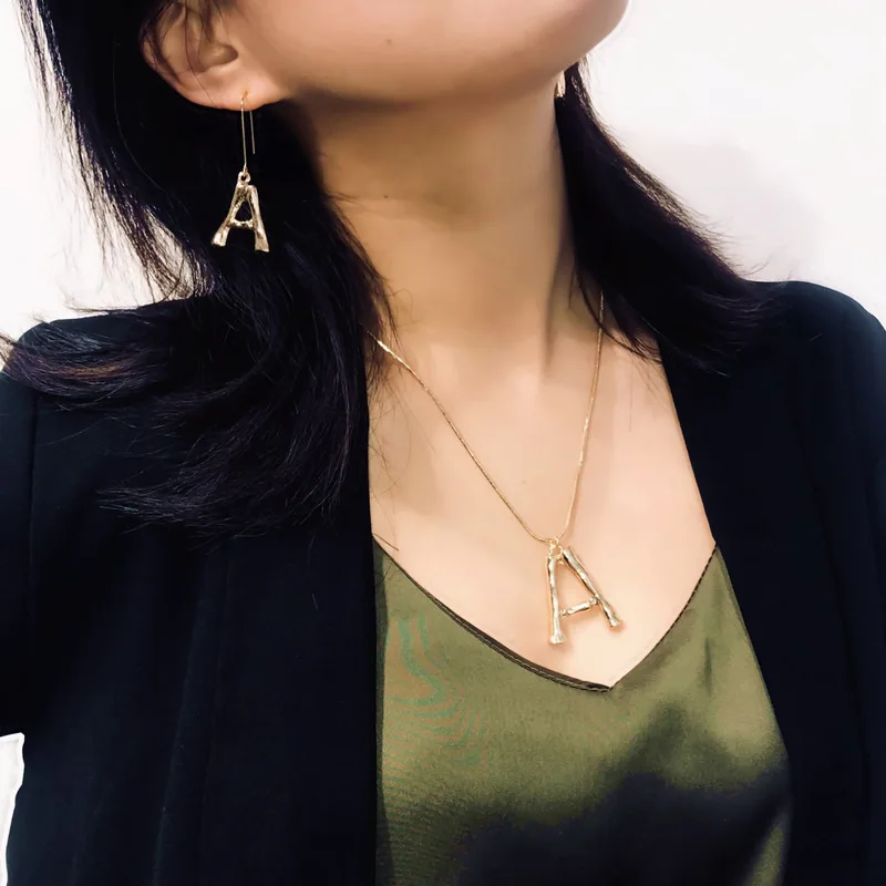 

Abayabay Lovers Ear Stud Earring Letter Drop Earrings Women Simple Rose Gold Color Cute Trendy Jewelry Brincos Aretes De Mujer