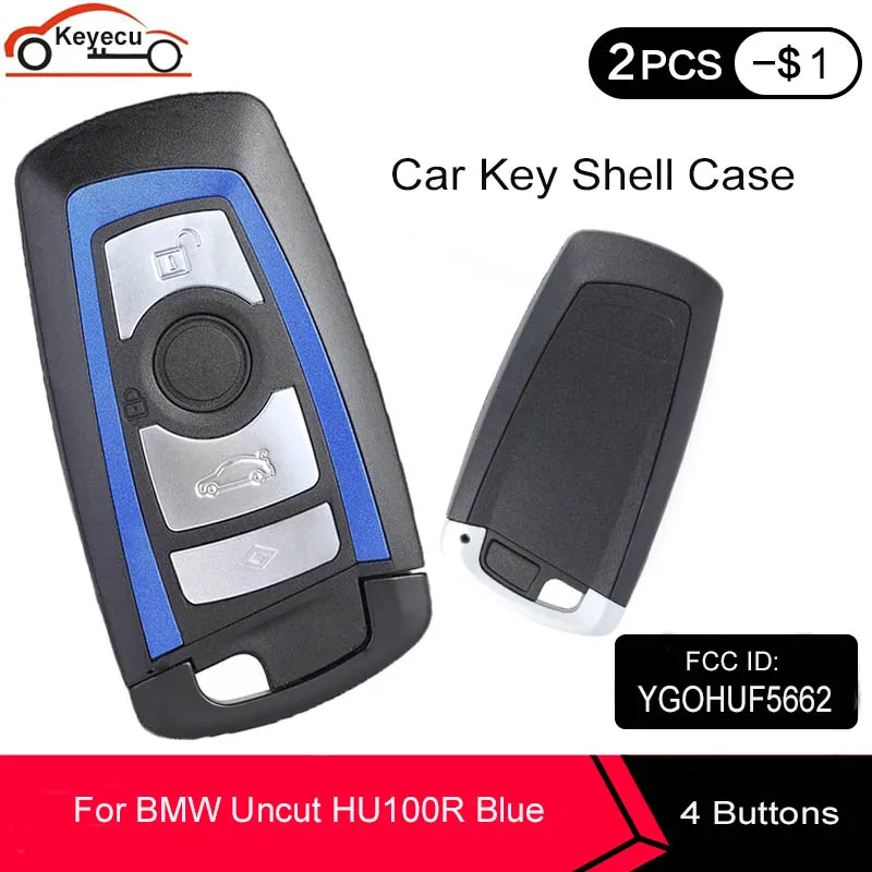 Keyecu 4 кнопки умный дистанционный ключ чехол сменный для BMW CAS4 1 3 5 7 серии 2009 2016