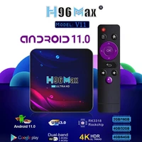 smart set top tv box android 11 0 4g 64gb h96 maxv11 4k tv box rk3318 android 11 0 bt 4 0 google voice 2 4g 5g wifi set top box
