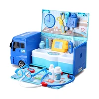 21 piece rescue vehicle simulation ambulance truck educational truck kids toy set role play gift for boys girls children