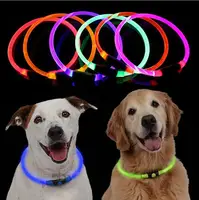 50PCS Pet Dog Night Walking LED Light Collars Adjustable Soft Collar Battery Operated Glow Collar Pet Dog Decorative Supplies