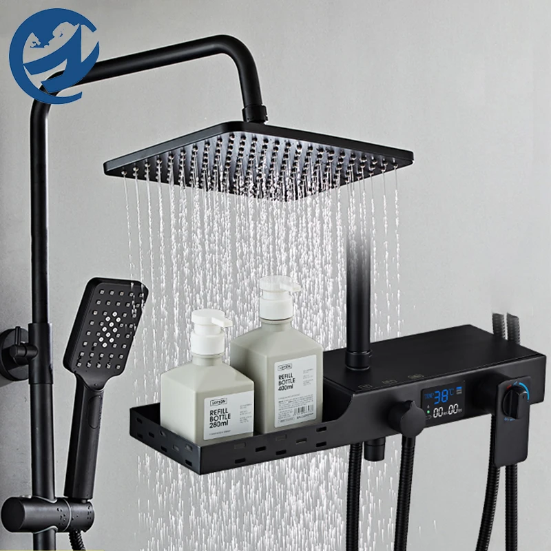 

Digital Display Shower FaucetThermostatic Rainfall Shower Faucet Temperature Screen Single Handle Mixer Tap Bath Shower Faucet