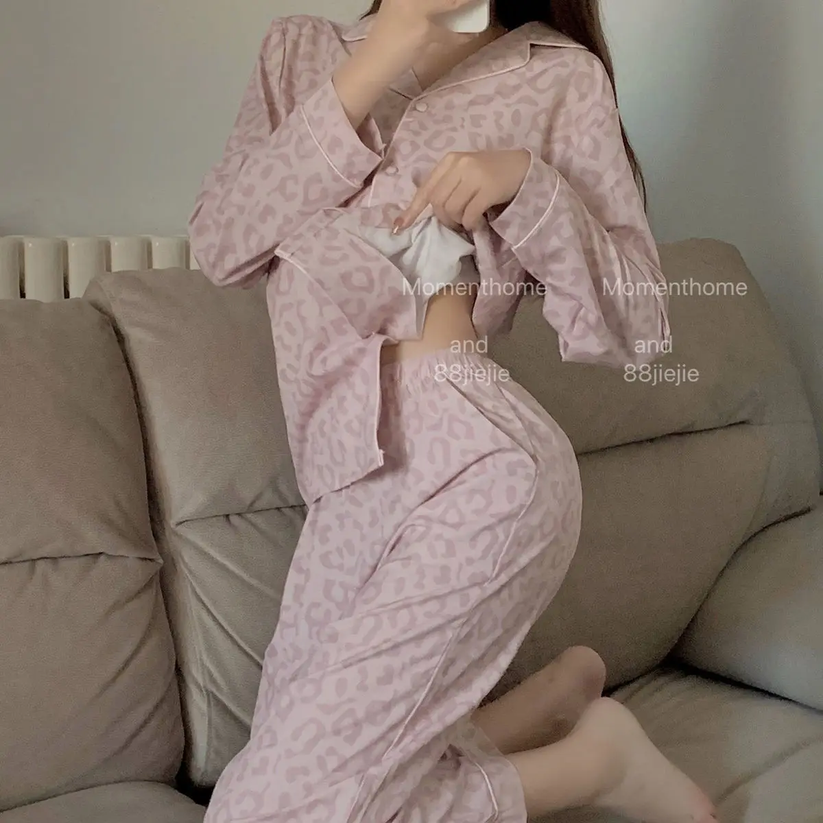 

Student Sleepwear Sets For Women Lovely Lip Kiss Pattern Pajamas Short Home Wear Hot Sale Femme Underwear