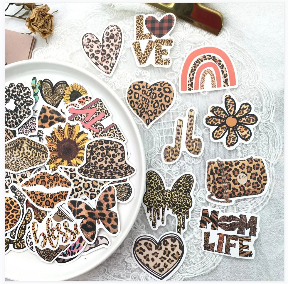 50 шт в наборе с леопардовым принтом виде сердца и буквы Стикеры DIY барахло журнал