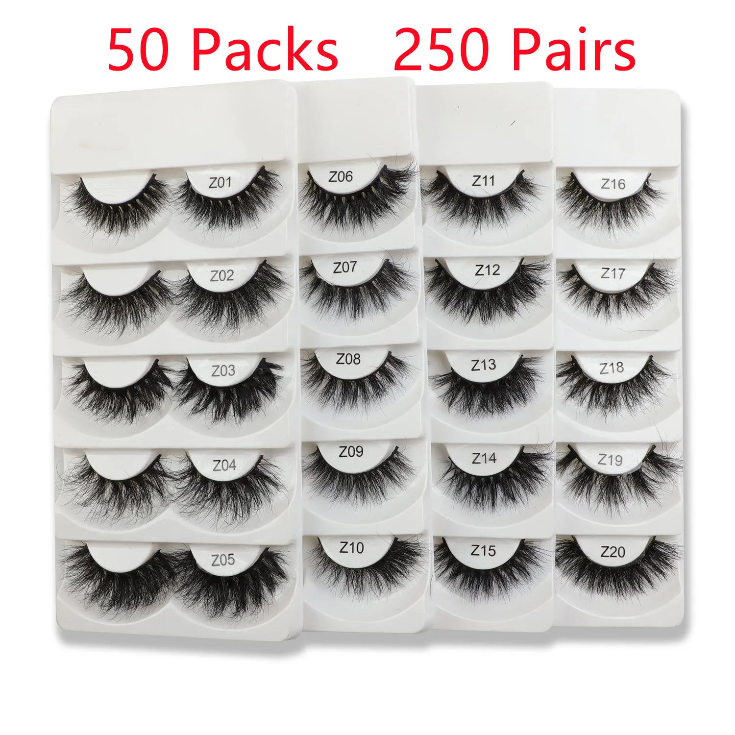 

TDANCE Wholesale 50Packs 250 Pairs Natural Long Strip Eyelashes 13mm-20mm Fluffy Mink Lashes Handmade Makeup Reusable Eyelash