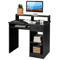 costway computer desk writing table study workstation home office wdrawer black hw63331bk