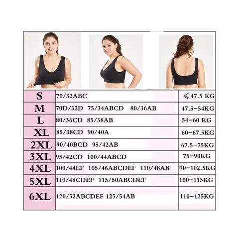 Plus Size Bras For Women Seamless Bra With Pads Big Size 5XL 6XL Bralette Push Up Brassiere Bra Vest Wireless BH