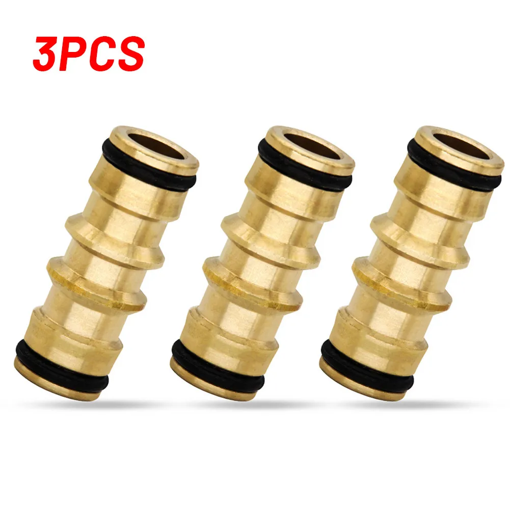 

3 Pcs Hose Connector Double Male Adapter Solid Brass 1/2\\'\\' For Garden Water Pipe Fittings For Watering And Irrigation