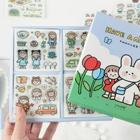 yisuremia 100pcs kawaii rabbit decorative stickers set diy diary planner scrapbooking journal school stationery cartoon gift box