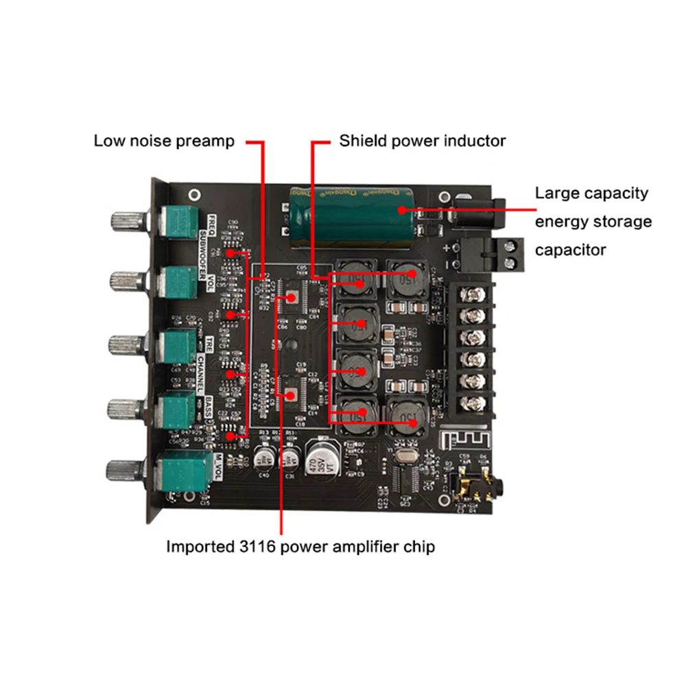 Аудио Мощность Плата усилителя 2 1 канал Bluetooth цифровой модуль высокие и низкие