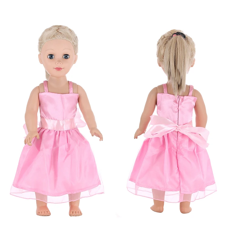 

Новое модное розовое платье, одежда подходит для 18-дюймовых американских кукол и 43 см кукол для новорожденных, аксессуары для одежды
