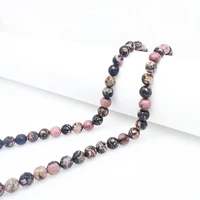 4 12mm best selling natural stone round cut black red rhodonite gemstone beaded bracelet necklace jewelry making gift unique