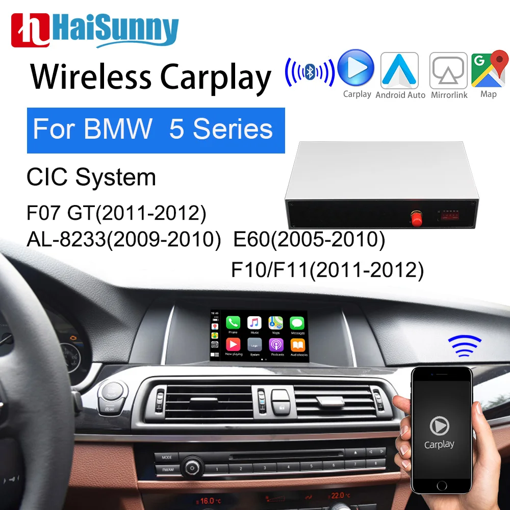 Wireless BMW CIC Carplay For 5Series F10 F11 F07 F18 E60 Support HD Multimedia Screen Reverse Camera Android Auto GPS Navigation