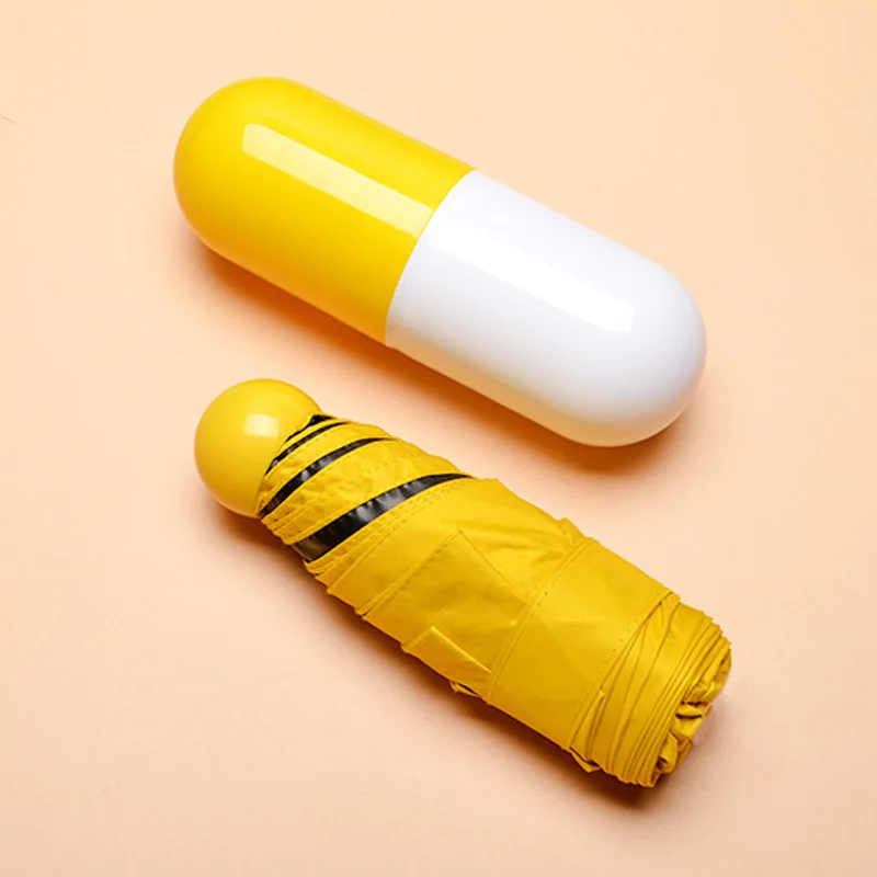 Yellow Мини-капсула зонтик Милый Анти-зонтик Ветрозащитный складной зонтик сумка для женщин и детей с подарочной коробкой рождественские подарки - Цвет: Yellow
