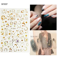 1sheet 3d gold silver nail art sticker embossed star moon starry designs decals manicure decoration