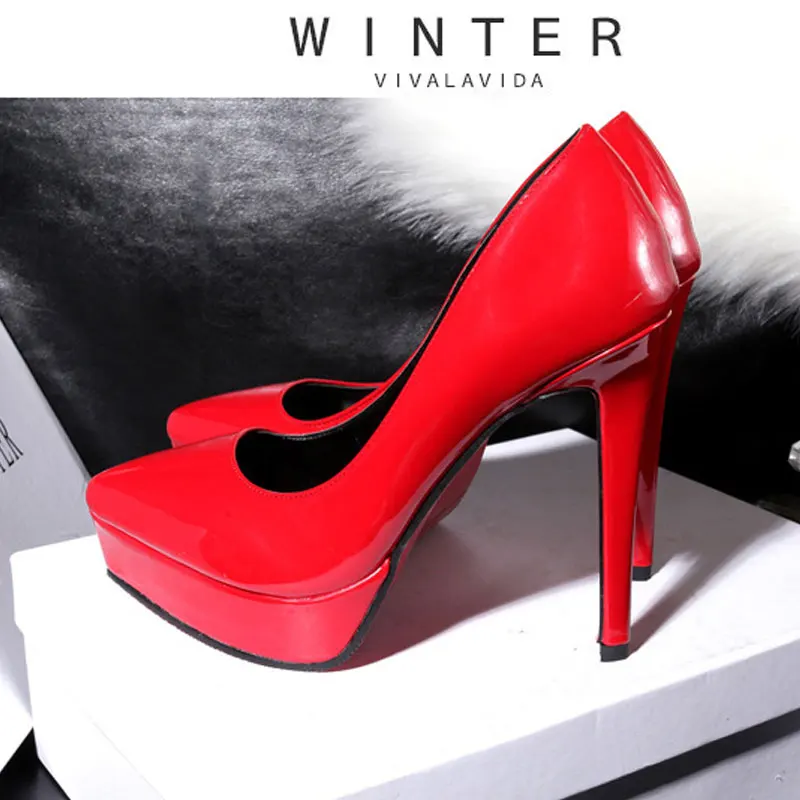 Женские туфли на очень высоком каблуке 12 см пикантные тонкие каблуке-шпильке в