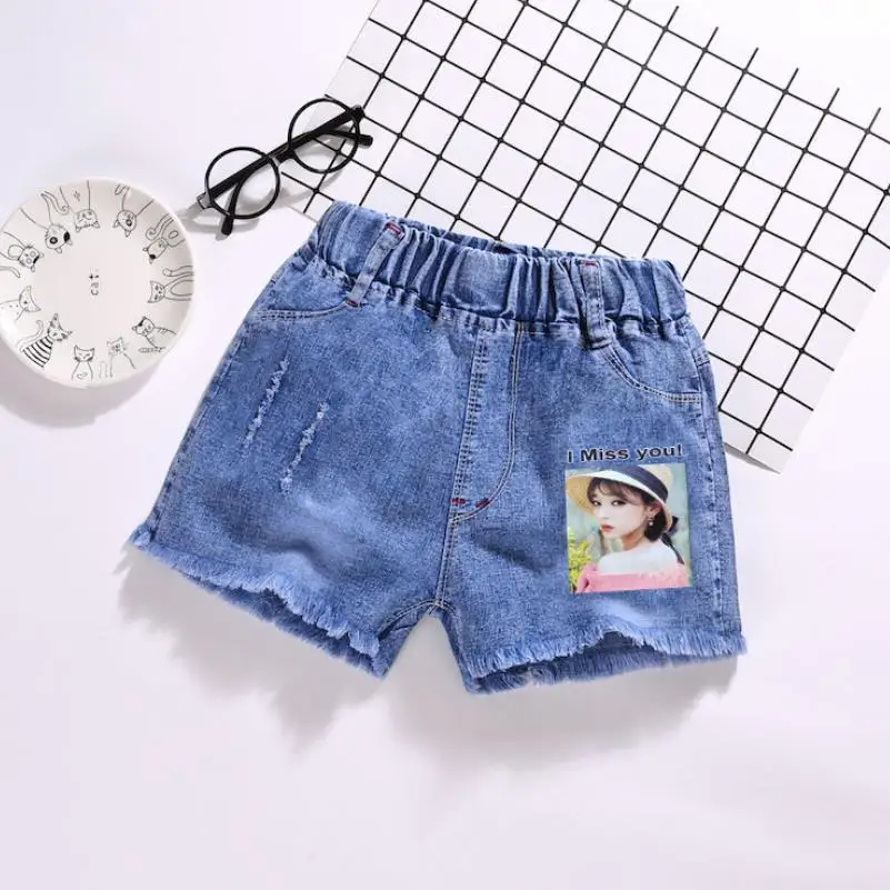 Джинсовые шорты для девочек летние детские короткие штаны с героями