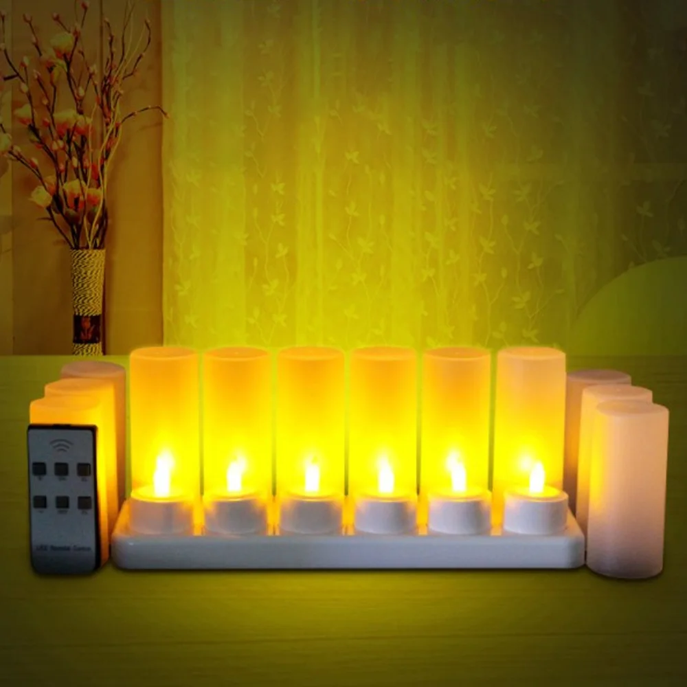 

12pcs LED Candles Light For Home Party Decoration Set Rechargeable Tea Light Bulb Pillar Electric Flameless Candles Lamp