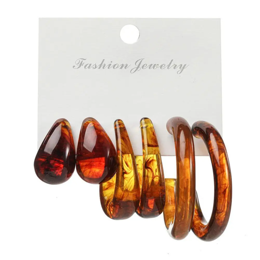 17KM Fashion Transparent Acrylic Earrings Set For Women Bohemian Colorful Drop Earrings Set 2021 Trend Brincos Female Jewelry