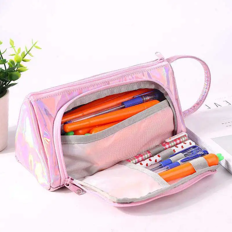 Голографический чехол для карандашей Kawaii Большой Вместительный школьной ручки