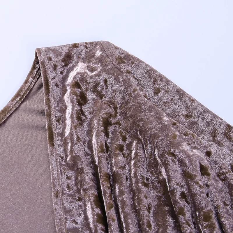 

2021 Velvet Sexy Low Cut Women Dress Long Sleeve Khaki Ruched V Neck Bodycon Casual Party Casual Blue Elegant Lady Mini Dress