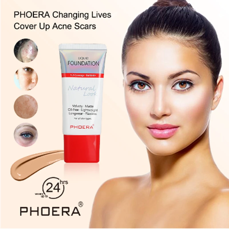 PHOERA Foundation 30 мл минеральное Сенсорное масло контроль за кожей Жидкая основа для