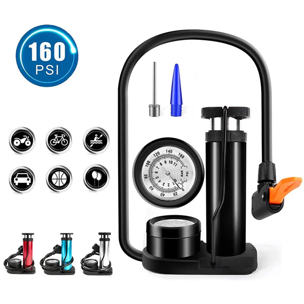 Portable Bike Pump Air Inflator Foot with Pressure Gauge Accessorie MTB Bicycle Accessories | Спорт и развлечения