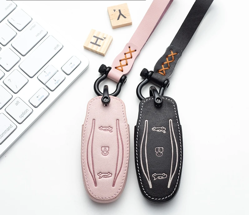 Высококачественный автомобильный кожаный чехол для ключей Geunine Карманный Tesla Model