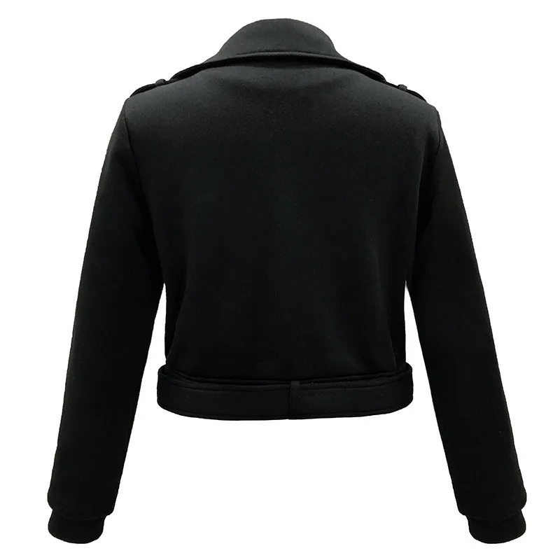 Женская модная куртка с отворотом Chamsgend уличная байкерская однотонный короткий