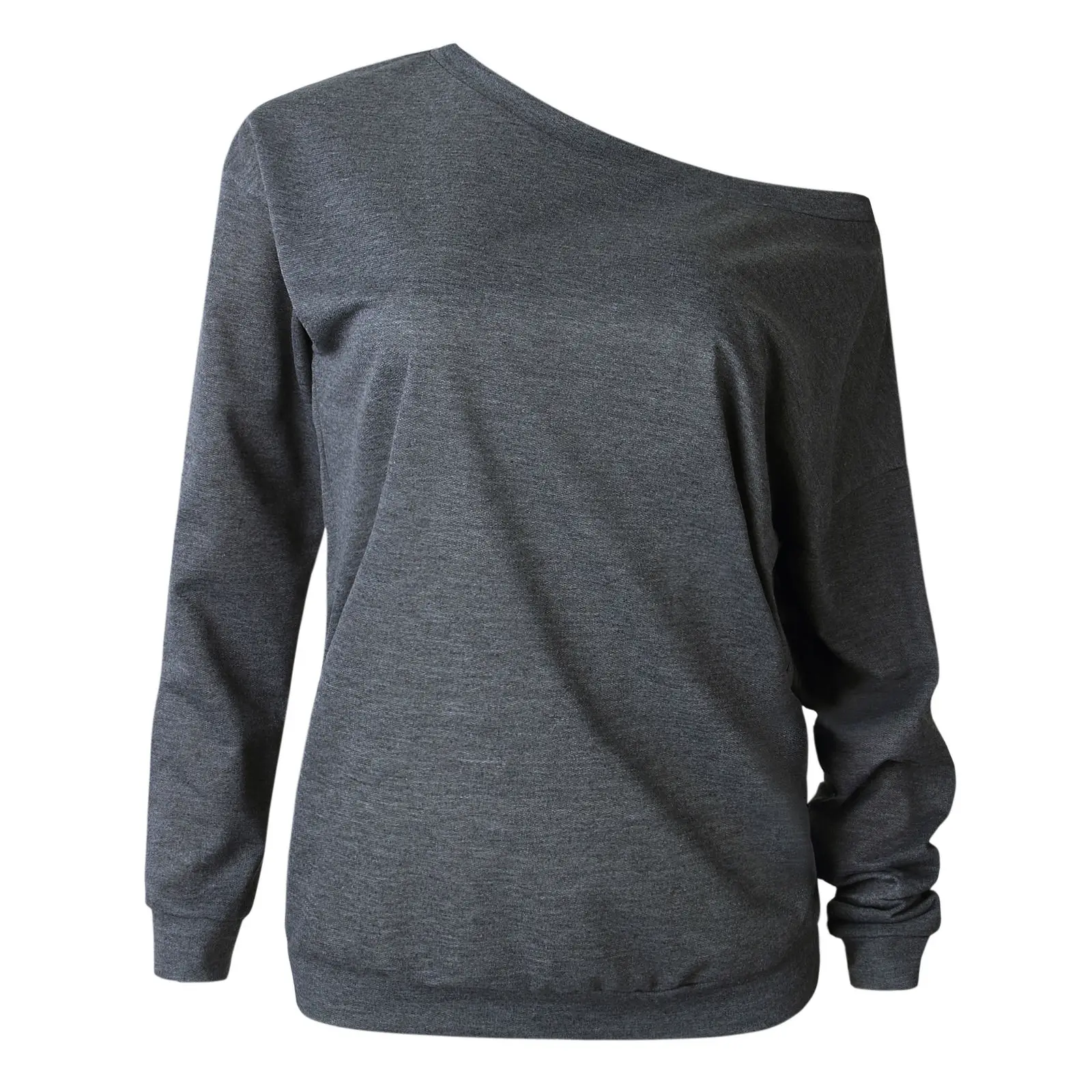 Women's One Shoulder Jumper Pullover Ladies Hoodies Top Loose T shirt Sweatshirt | Женская одежда
