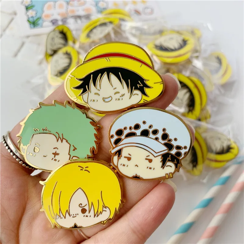 

Anime Luffy Zoro Sanji Law Enamel Lapel Pins Brooch Cartoon Cute Figure Badge Brooches Women Jewelry Christmas New Year Gift