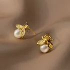 A00725 Милая божья коровка, жемчужные серьги-гвоздики для женщин в Корейском стиле из натуральной 925 стерлингового серебра обручальные насекомого, ювелирное изделие, подарок