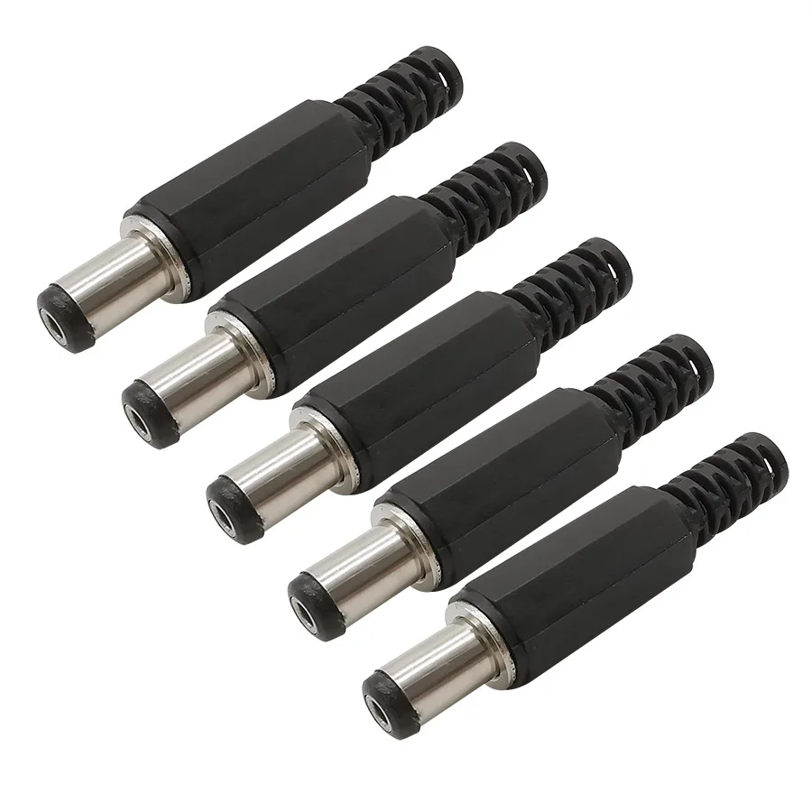 

100 шт. 5,5x2,1 мм штекер питания постоянного тока, пластиковый разъем, 5,5*2,1 мм, выход питания постоянного тока, разъемы для припоя, длина 9 мм