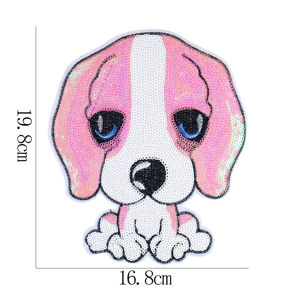 

2PCS New Cartoon Dog Sequin Applique DIY Patch Cute Embroidery Patches for Clothing Sew on Fabric Badge DIY Apparel Accessories
