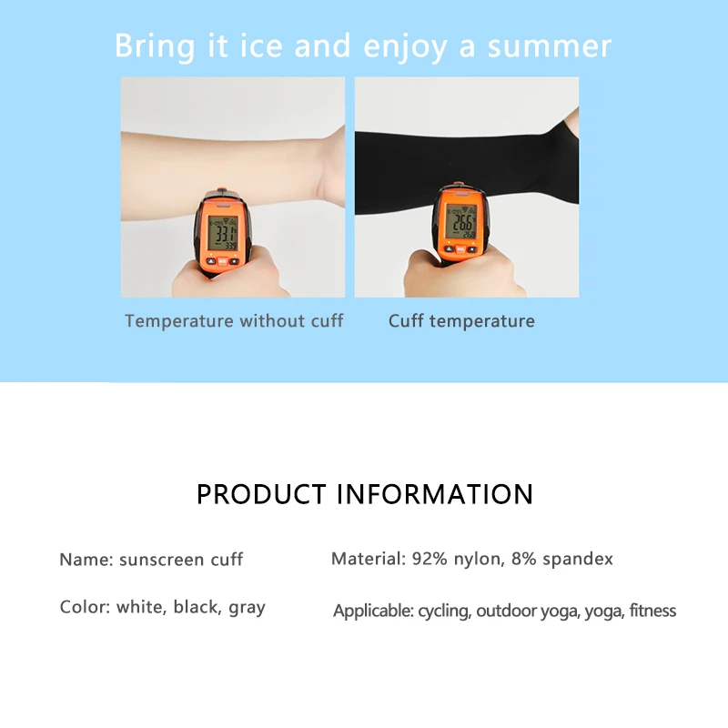 

2Pcs Ice Cool Arm Cover Warmers Sports Sleeve Sun UV Cover Cycling Running Fishing Climbing Driving Arm Sleeves Sports Safety