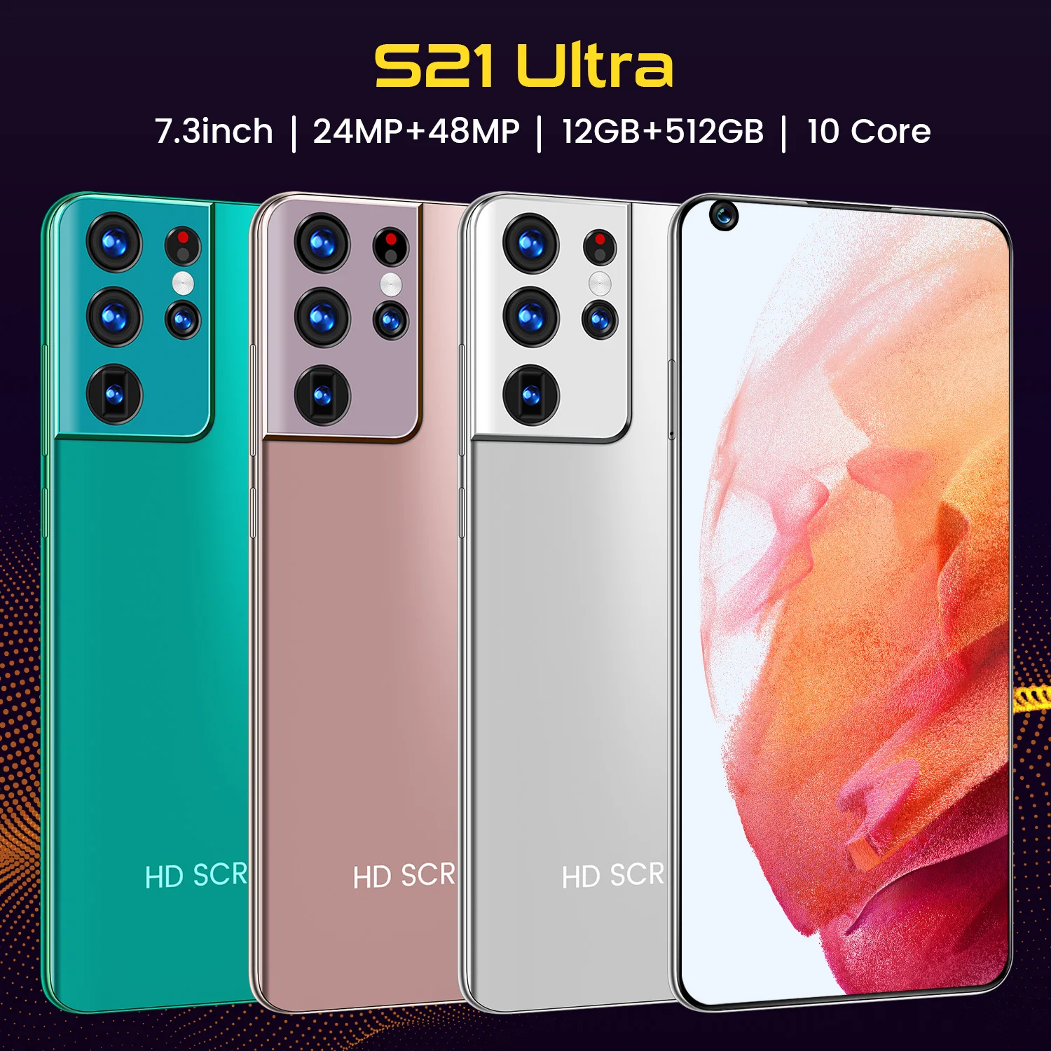 

Galxy S21 Ultra Smartphone 7.3Inch 12GB+512GB 6800mAh Fingerprint Face Unlock Global Version 4G/5G Android10 Celulares Cellphone