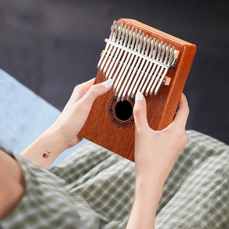 Пианино Kalimba для пальцев 17 клавиш красное дерево Мариб инструмент с мягкой сумкой