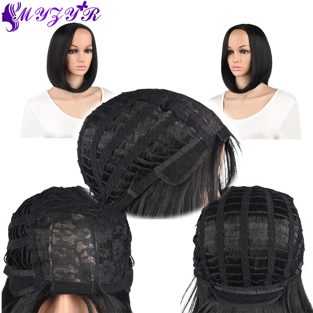 ZYR Bob wig Short Straight Synthetic Hair Blonde 1B-Grey Ombre Cosplay High temperature Fiber |
