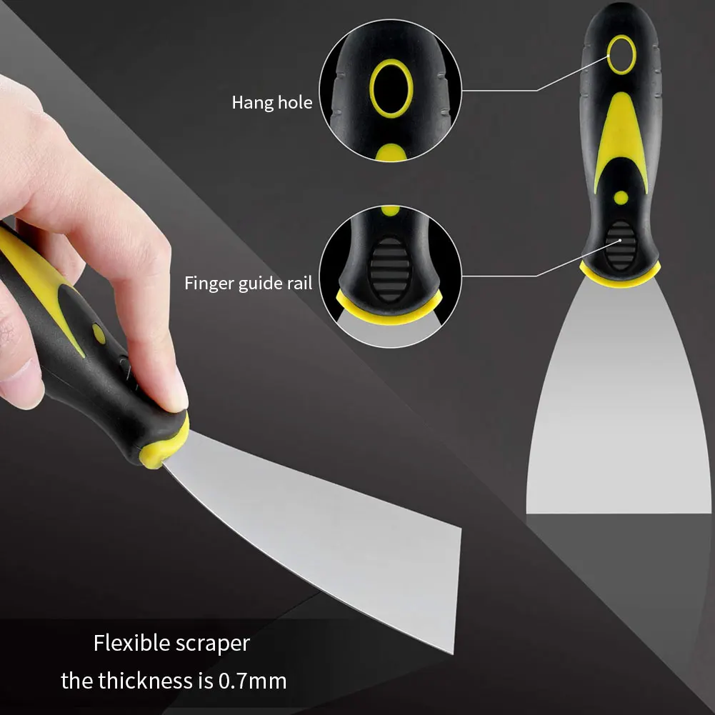 4PCS Wallpaper Scraper Metal Steel Paint Scraper With Anti-Slip Handle Plastering Tools Putty Knife Set With Bag Scraper Blade