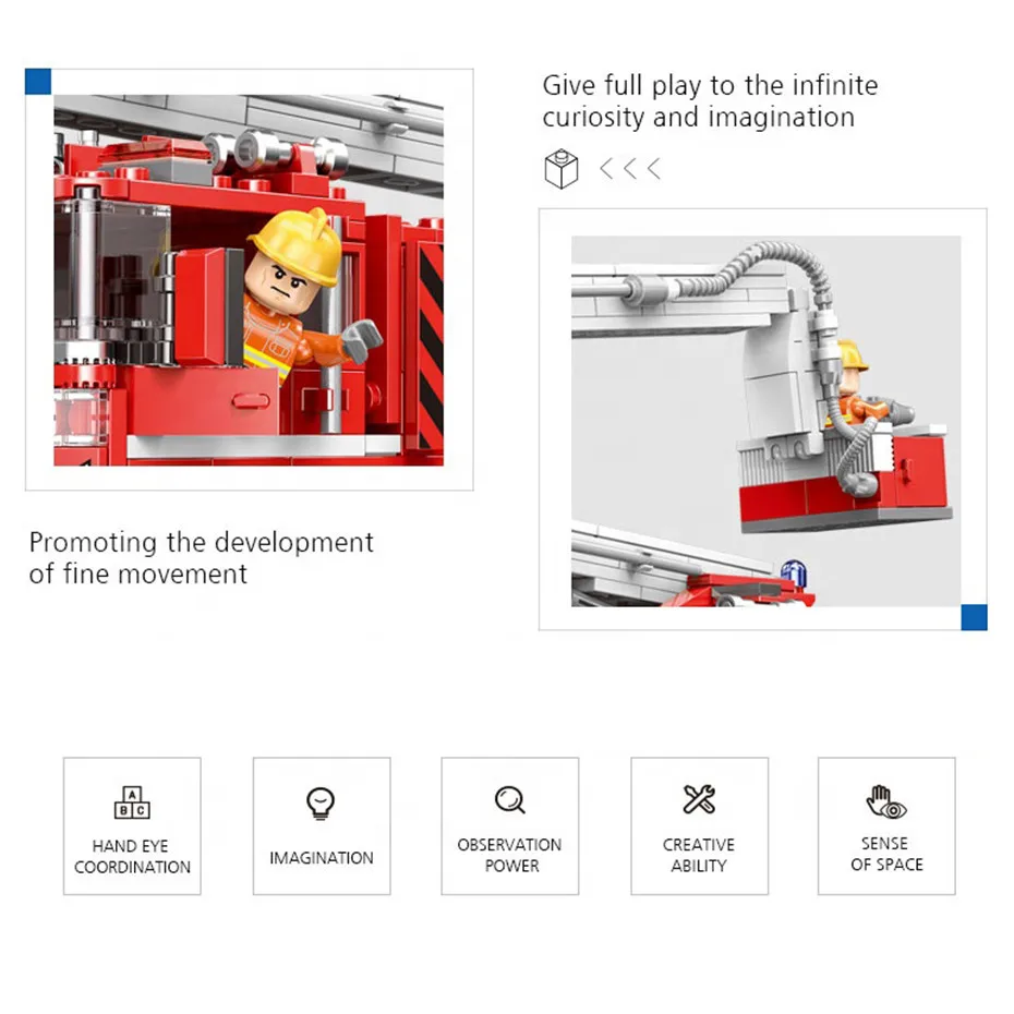 Городская серия подъемный набор &quotпожарная машина&quot строительные блоки с