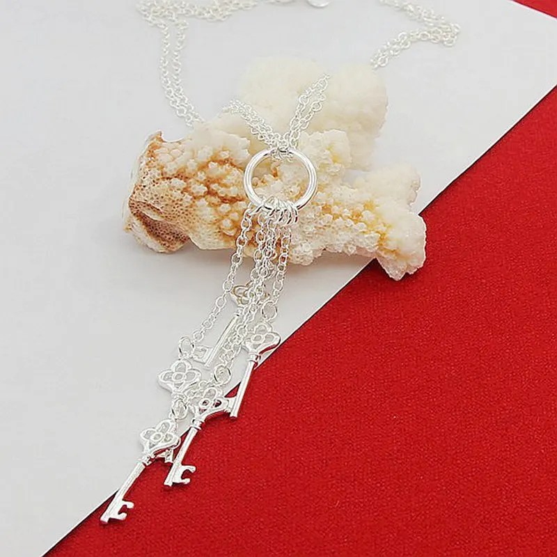 Оптовая продажа акция 925 серебряное ожерелье классика пять ключей ожерелья для