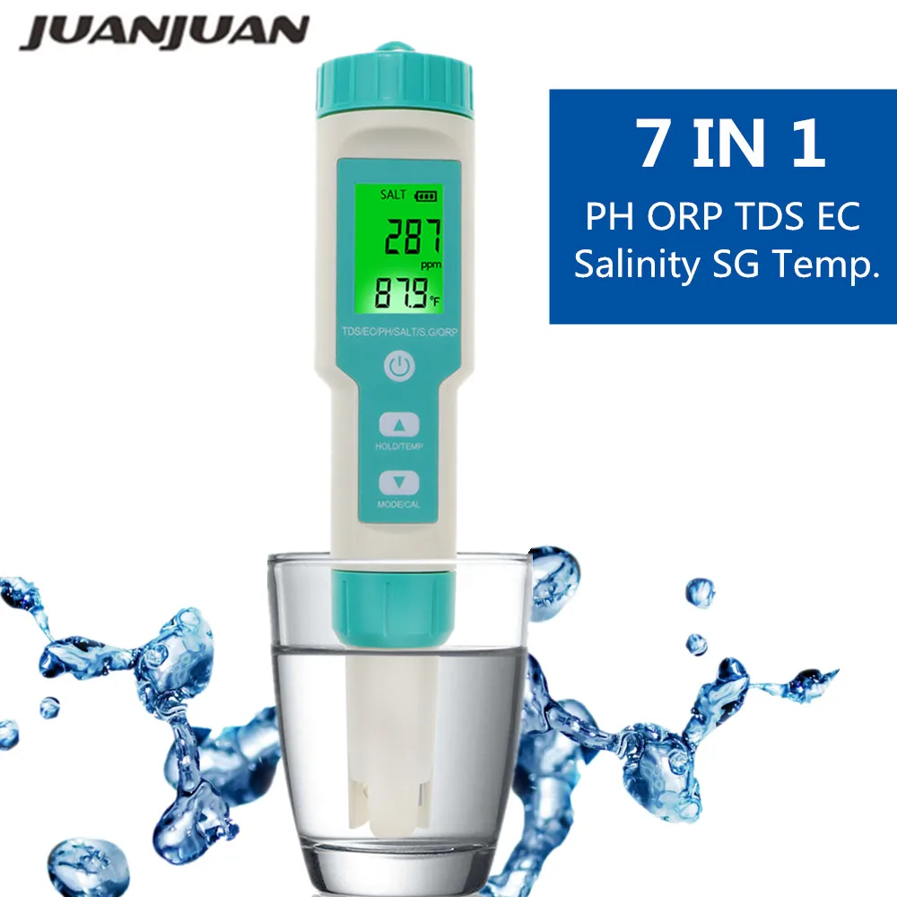 Цифровой PH EC TDS измеритель солености ОРП тестер температурной проводимости